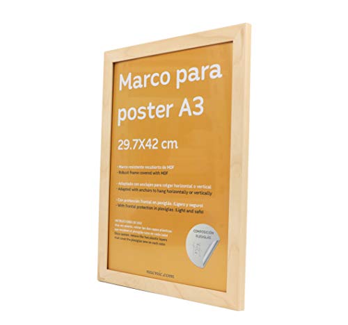 nacnic Set de 4 Marcos Madera Clara tamaño A3 (29.7x42cm). Marco de Color Light wood Grandes descuentos