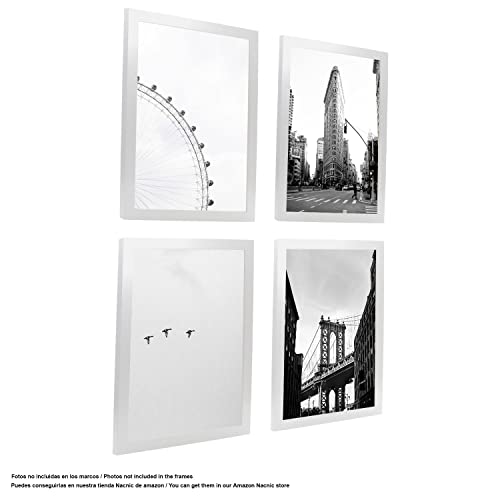 nacnic Set de 4 Marcos Blancos tamaño A3 (29.7x42cm). Marco de Color Blanco Liquidación