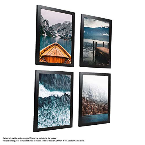 nacnic Set de 4 Marcos Negros tamaño A3 - 29 7x42cm. Marco de Color Negro Envío internacional gratuito