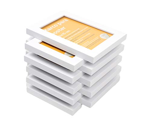 nacnic Set de 10 Marcos blancos para fotos posters láminas diplomas. Tamaño(10x15 cm).Robustos de MDF y frontal de plexiglas.Marcos blancos para colgar de alta calidad Última moda