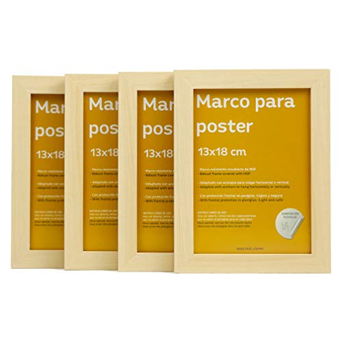 nacnic Set de 4 Marcos Nogal Robustos para Fotos con Plexiglas