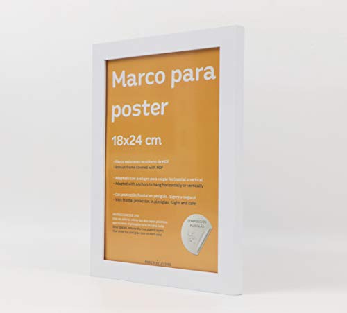 nacnic Set de 4 Marcos blancos para fotos posters láminas diplomas. Tamaño(18x24 cm).Robustos de MDF y frontal de plexiglas.Marcos blancos para colgar de alta calidad Precio ultrabajo