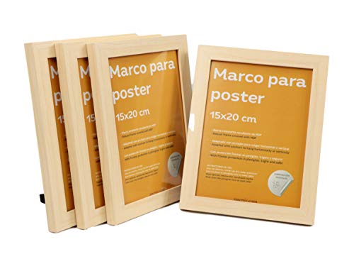 nacnic Conjunto de 4 Marcos Nogal para Fotos MDF con Plexiglas Para Colgar o Apoyar