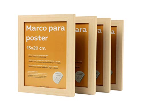 nacnic Conjunto de 4 Marcos Nogal para Fotos MDF con Plexiglas Para Colgar o Apoyar Devoluciones gratuitas