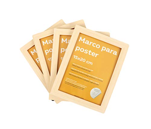 nacnic Conjunto de 4 Marcos Nogal para Fotos MDF con Plexiglas Para Colgar o Apoyar Devoluciones gratuitas