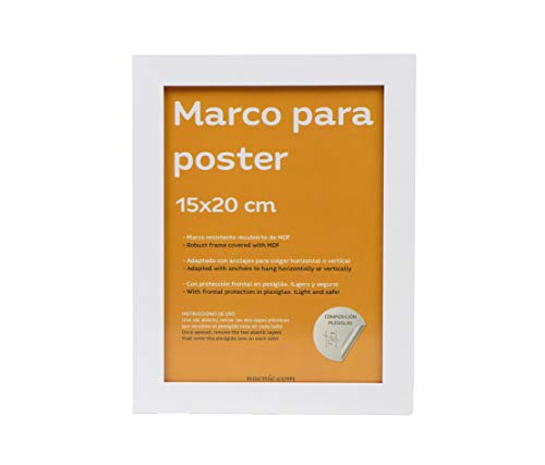 nacnic Set de 4 Marcos blancos para fotos posters láminas diplomas. Tamaño(15x20 cm).Robustos de MDF y frontal de plexiglas.Marcos blancos para colgar de alta calidad 2025