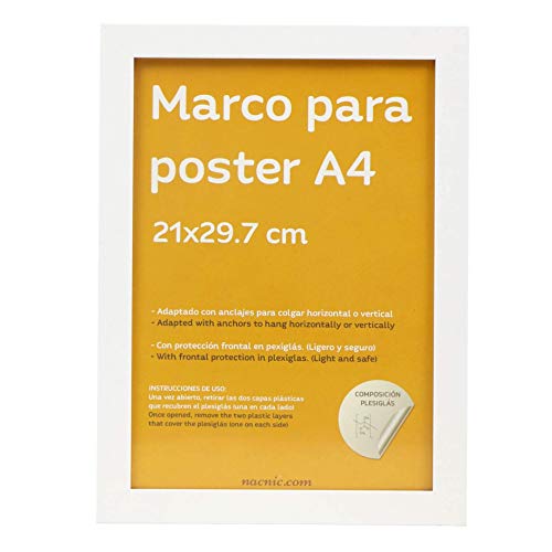 nacnic Set de 4 Marcos Blancos tamaño A4 - 21x29.7cm. Marco de Color Blanco Rebajas