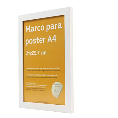 nacnic Set de 4 Marcos Blancos tamaño A4 - 21x29.7cm. Marco de Color Blanco Rebajas