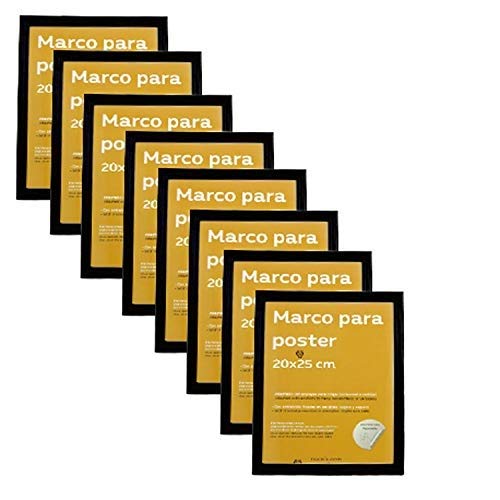 nacnic Marco para fotos 20x25 cm. Set 24 unidades color NEGRO elaborado en MDF. Porfafotos para colgar o apoyar. Para fotos posters diplomas dibujos. Frontal de cristal. Caja de 24 marcos En oferta