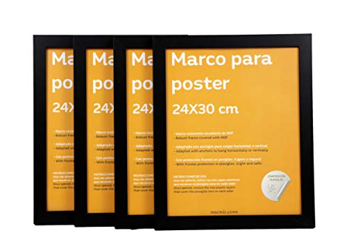 nacnic Set de 4 Marcos Negros tamaño 24x30cm. Marco de Color Negro Gran oferta