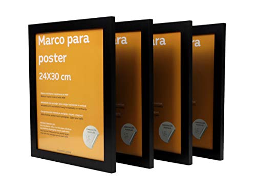 nacnic Set de 4 Marcos Negros tamaño 24x30cm. Marco de Color Negro Gran oferta