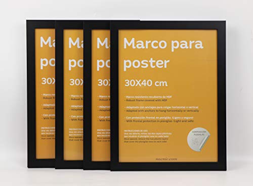 nacnic Set de 4 Marcos Negros tamaño 30x40 cm. Marco de Color Negro Rebajas de fábrica