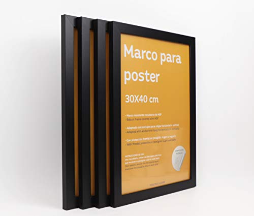 nacnic Set de 4 Marcos Negros tamaño 30x40 cm. Marco de Color Negro Rebajas de fábrica