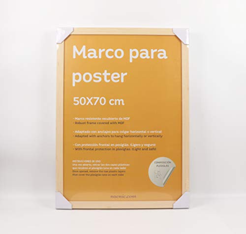nacnic Set de 3 Marcos Madera Clara tamaño 50x70 cm. Marco de Color Madera Clara Oferta especial de fábrica