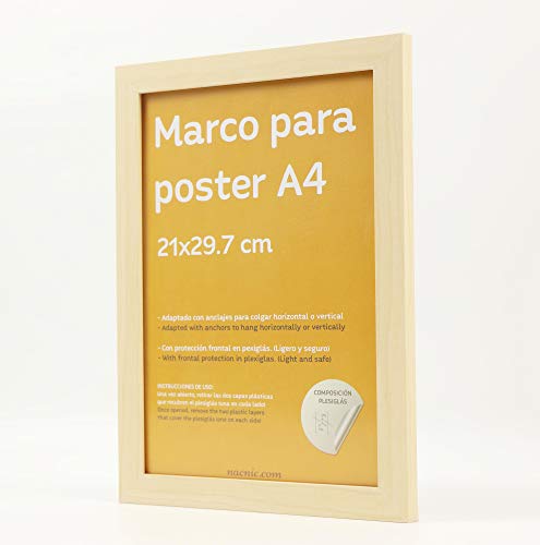 nacnic Marco de Madera de Nogal Robusto con Frontal de Plexiglas para Posters Superdescuento