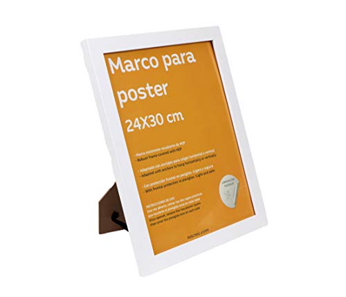 nacnic Set de 4 Marcos blancos para fotos posters láminas diplomas. Tamaño(24x30 cm).Robustos de MDF y frontal de plexiglas. Marcos blancos para colgar de alta calidad Descuentos del mes