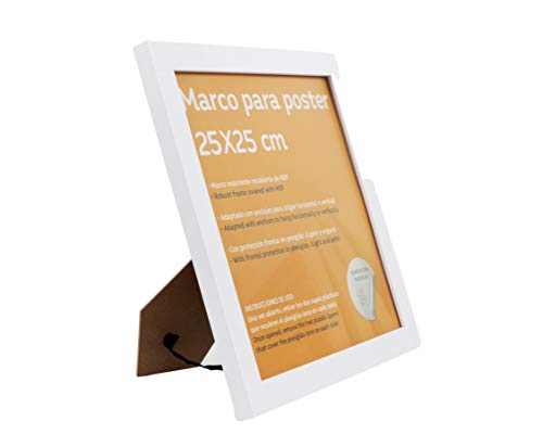 nacnic Set de 4 Marcos blancos para fotos posters láminas diplomas. Tamaño(25x25 cm).Robustos de MDF y frontal de plexiglas.Marcos blancos para colgar de alta calidad Oferta exclusiva