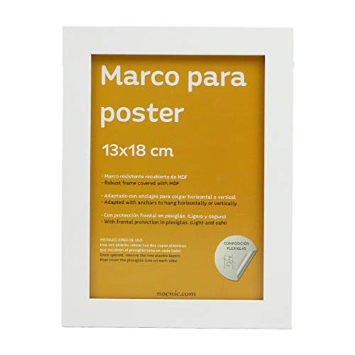 nacnic Marco blanco robusto para laminas con frontal de plexiglas