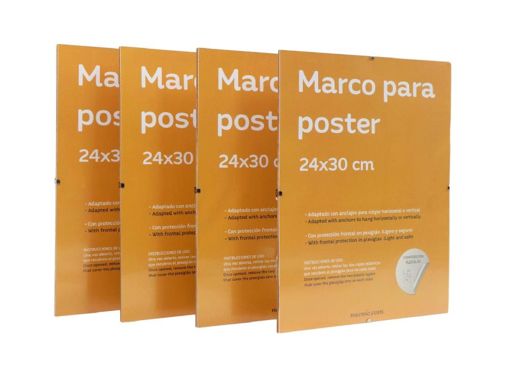 nacnic Set 4 Marcos Transparentes de Clip Soportes Transparentes para Fotos Posters Diplomas Dibujos o láminas. Tamaño 24x30cm. Marcos Clip Transparentes con plexiglas y Anclajes para Colgar Venta caliente