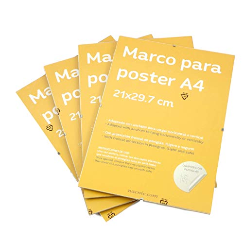 nacnic Set 4 Marcos Transparentes con Plexiglas para Láminas En oferta