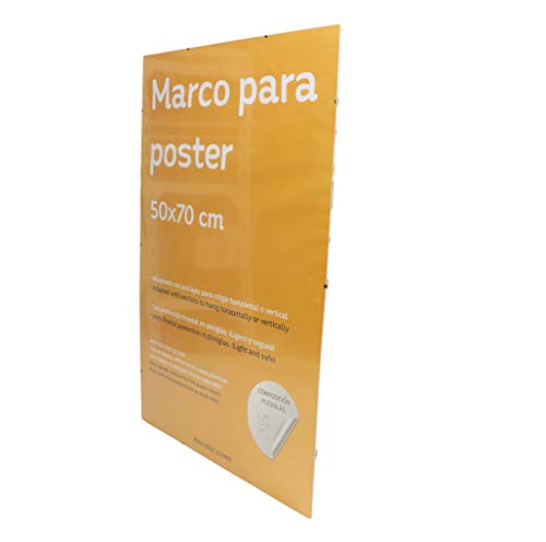 nacnic Marco Transparente de clip . Soporte transparente para fotos posters diplomas dibujos o láminas. Tamaño 50x70cm. Marco clip transparente con plexiglas y anclajes para colgar Rebajas baratas