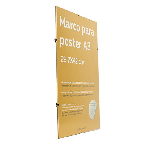 nacnic Marco Transparente de Clip Soporte Transparente para Fotos Posters Diplomas Dibujos o láminas. Tamaño A3 (29.7x42 cm). Marco Clip Transparente con plexiglas y Anclajes para Colgar ÚLTIMAS EDICIONES