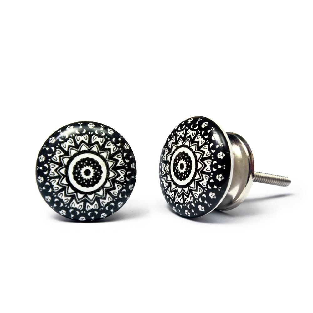 nacnic Set de 20 pomos tiradores de cerámica con diseño de flores y mandalas en blanco y negro Solo hoy