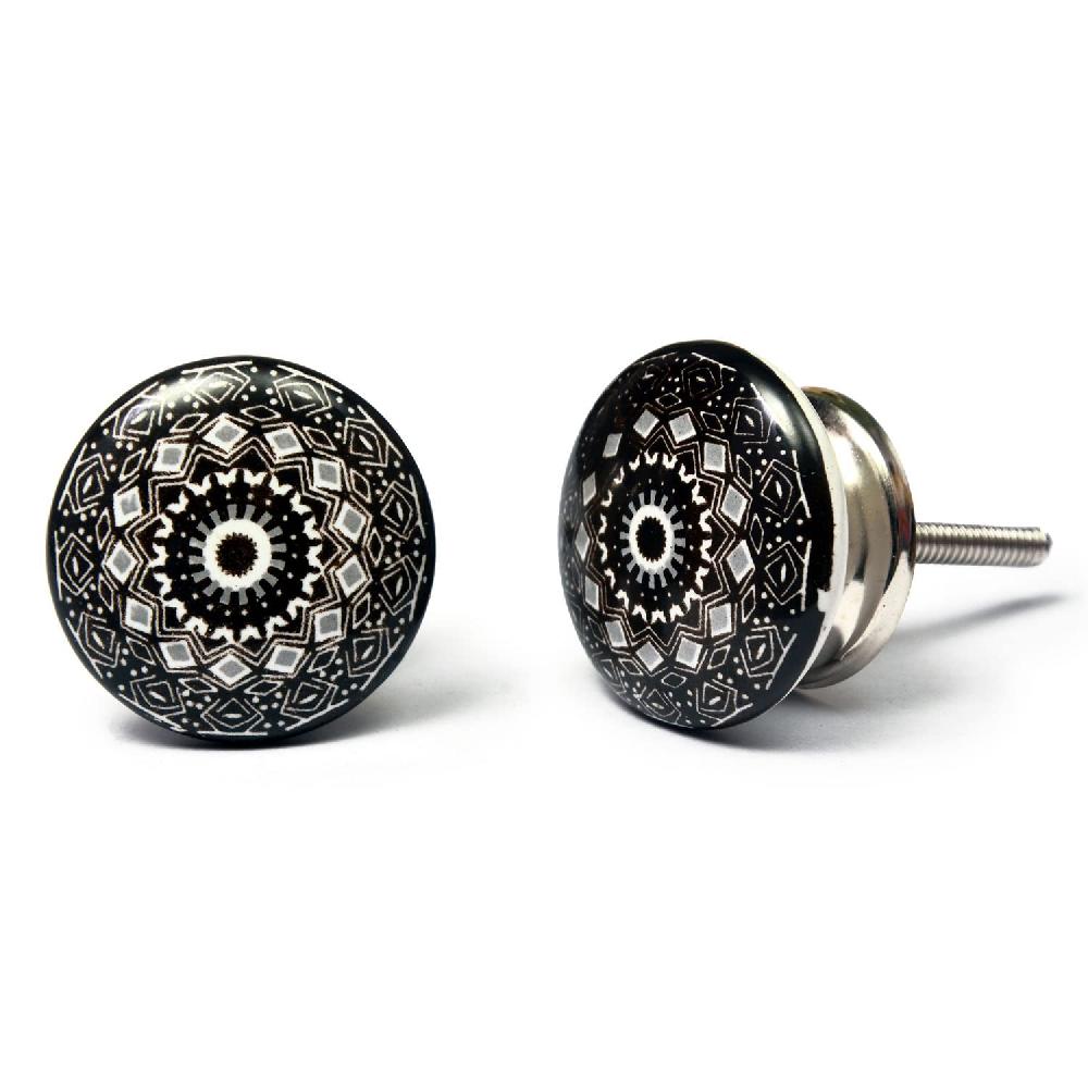 nacnic Set de 20 pomos tiradores de cerámica con diseño de flores y mandalas en blanco y negro Solo hoy