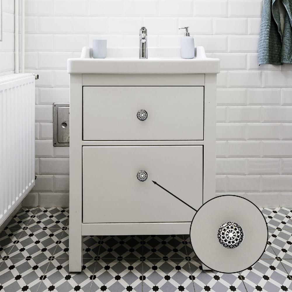 nacnic Set de 20 pomos tiradores de cerámica con diseño de flores y mandalas en blanco y negro Solo hoy