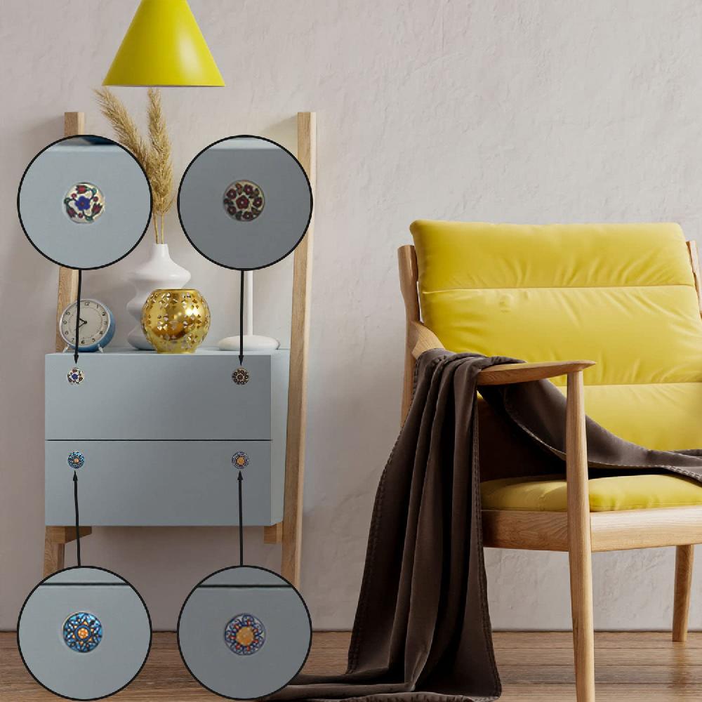 nacnic Set de 12 Pomos de Cerámica con Diseño de Flores Vintage Solo queda un día