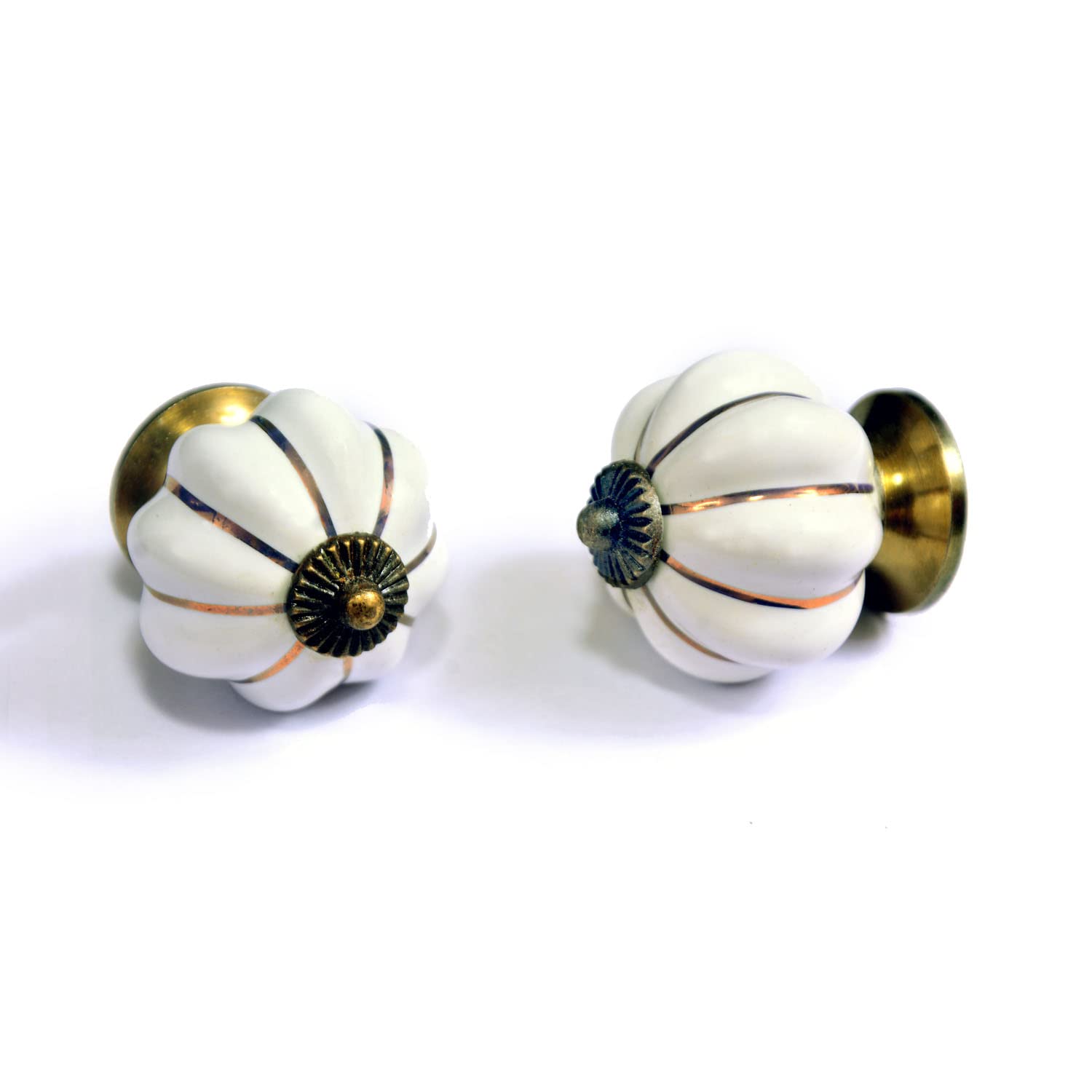 nacnic Set de 10 pomos de cerámica en blanco y dorado para muebles y armarios Superdescuento