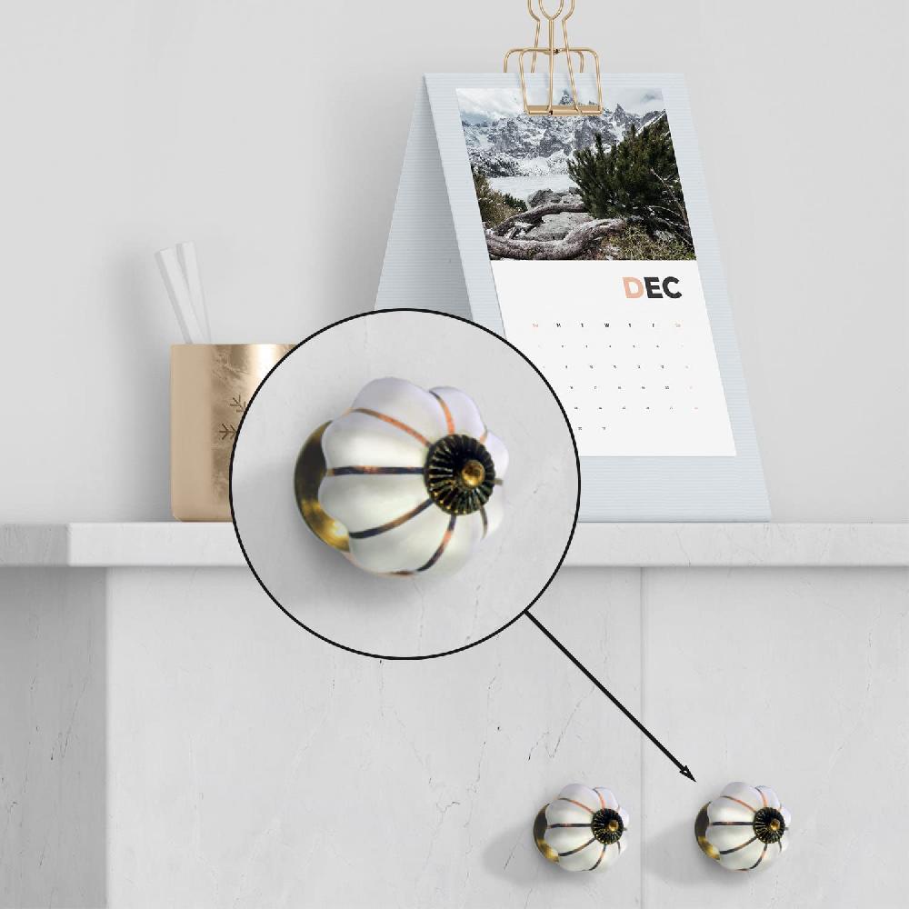 nacnic Set de 10 pomos de cerámica en blanco y dorado para muebles y armarios Superdescuento