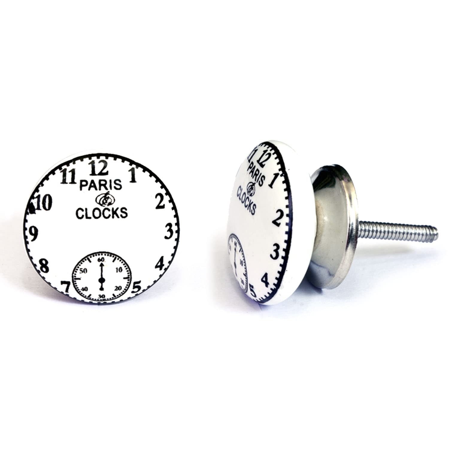 nacnic Juego de 10 pomos de cerámica con diseño de relojes en blanco y negro Envío internacional gratuito