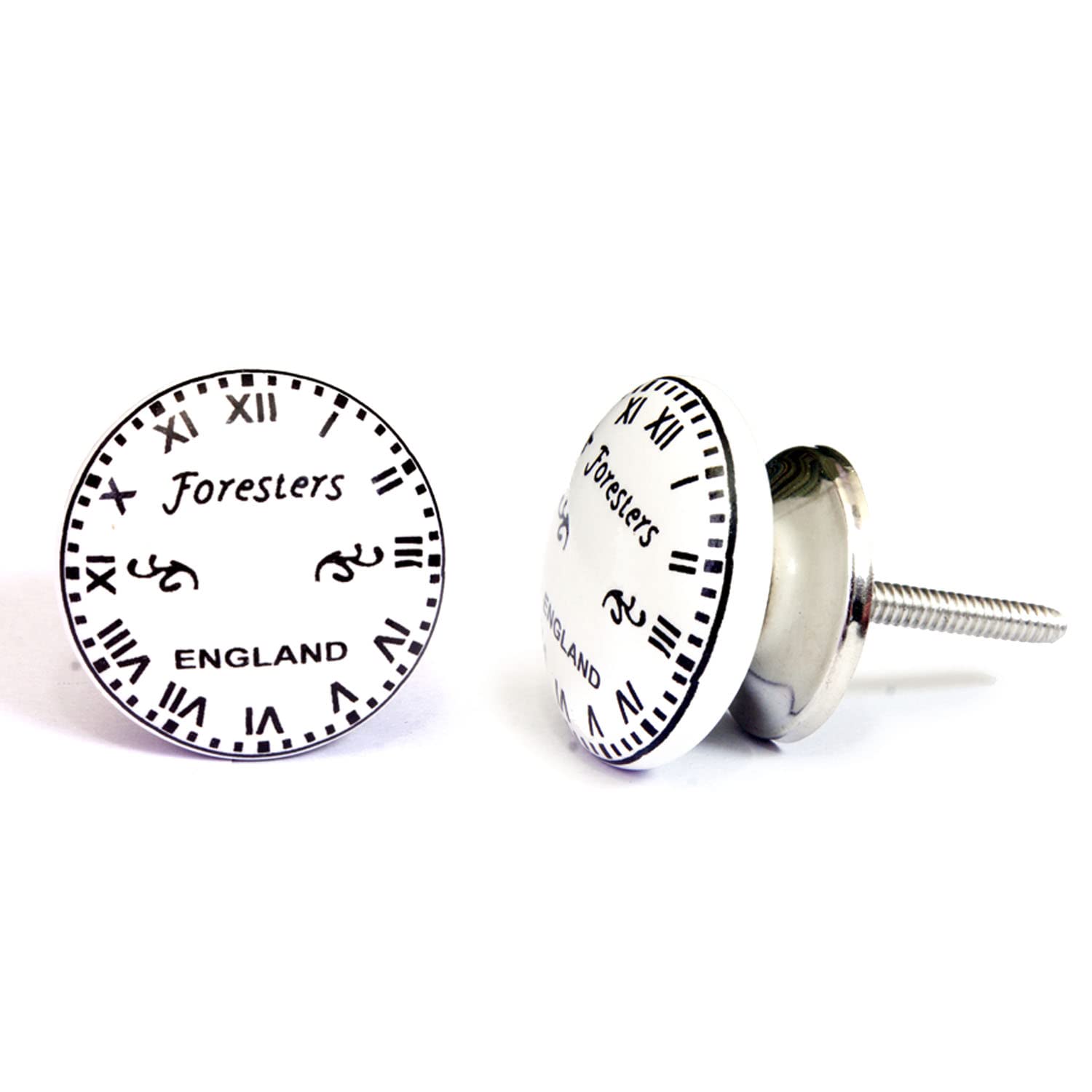 nacnic Juego de 10 pomos de cerámica con diseño de relojes en blanco y negro Envío internacional gratuito