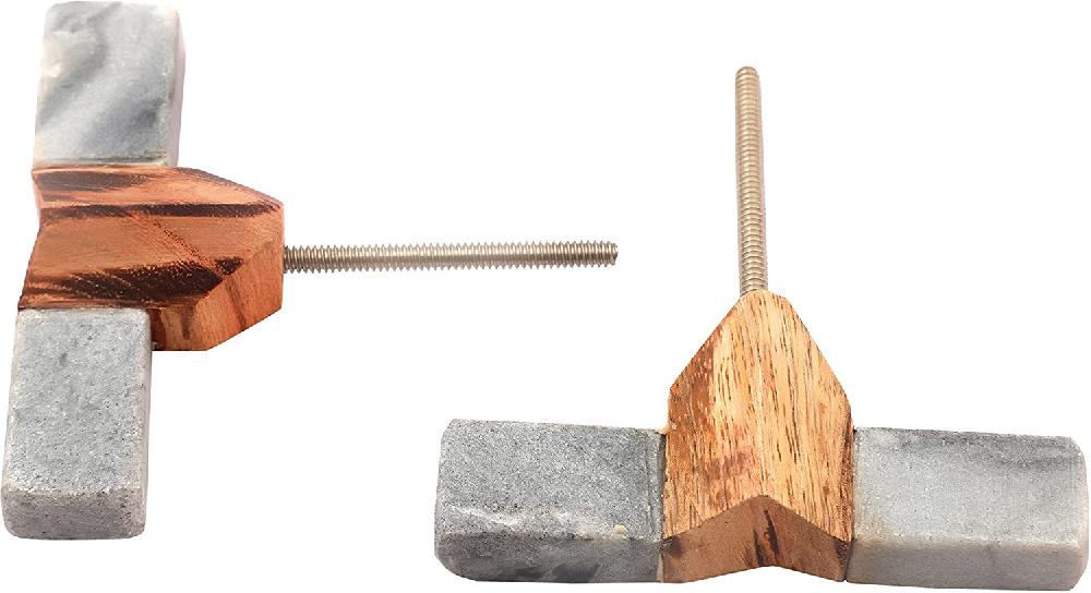 nacnic Juego de 6 pomos de piedra y madera para decoración de muebles En oferta