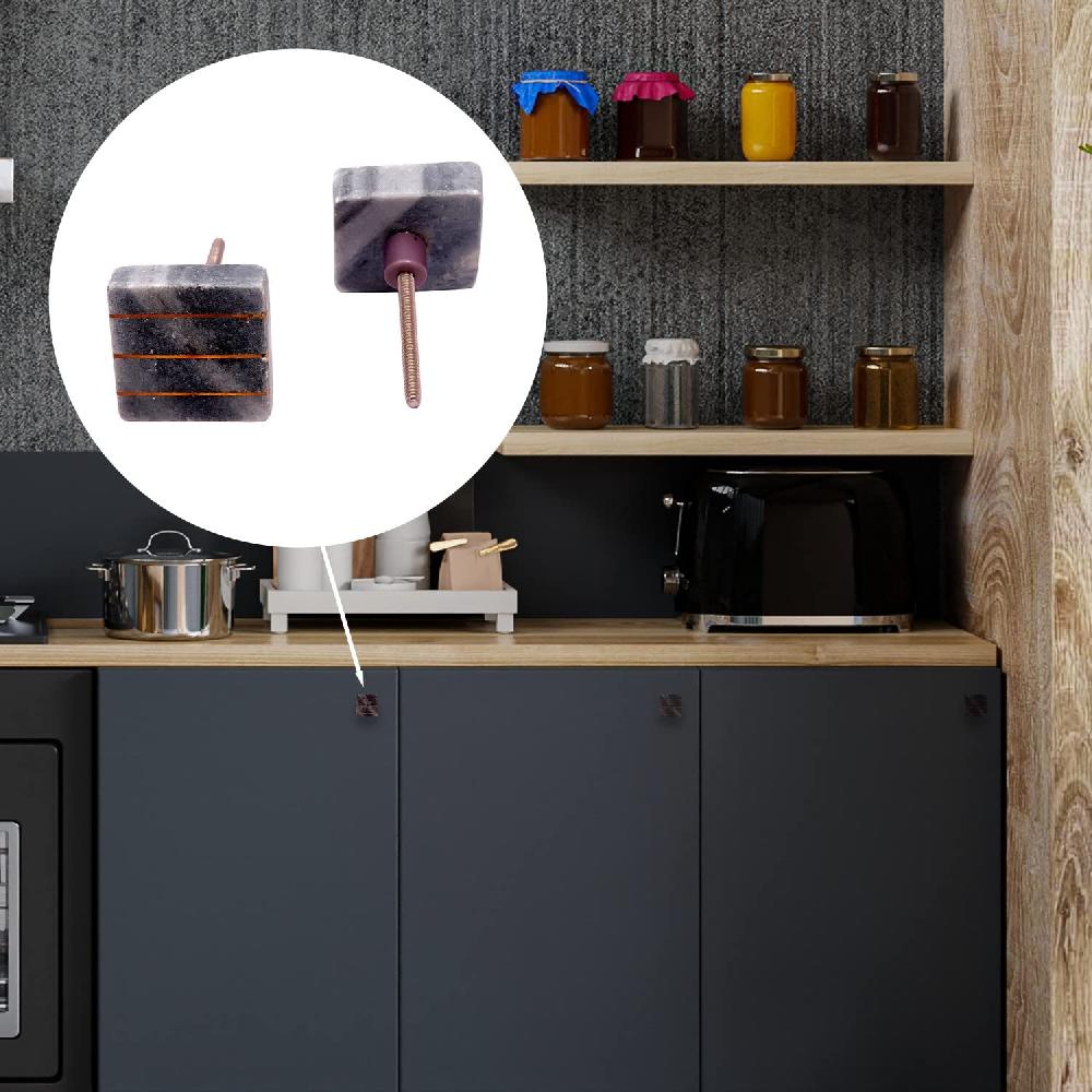 nacnic Juego de 6 pomos tiradores de piedra cuadrados con líneas doradas para cocina y baño Oferta exclusiva