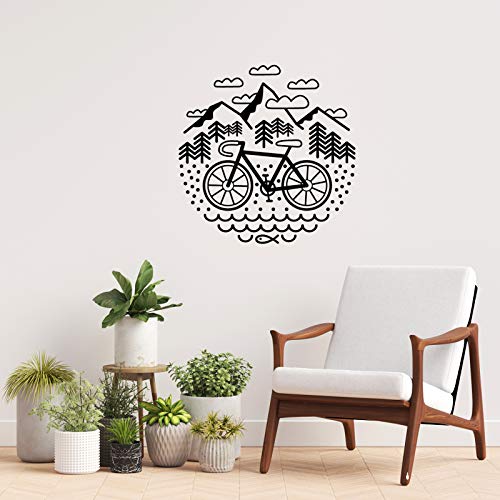 nacnic Pegatina de Pared Estilo Nórdico con Diseño de Aventura en Bici y Montañas Geométricas En línea