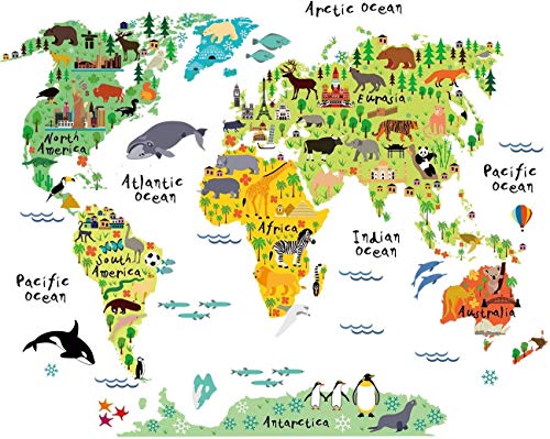 nacnic Lámina de Vinilo Mapa Mundi para Niños con Países y Continentes En oferta