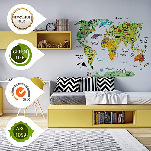 nacnic Lámina de Vinilo Mapa Mundi para Niños con Países y Continentes En oferta