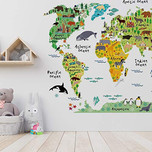 nacnic Lámina de Vinilo Mapa Mundi para Niños con Países y Continentes En oferta