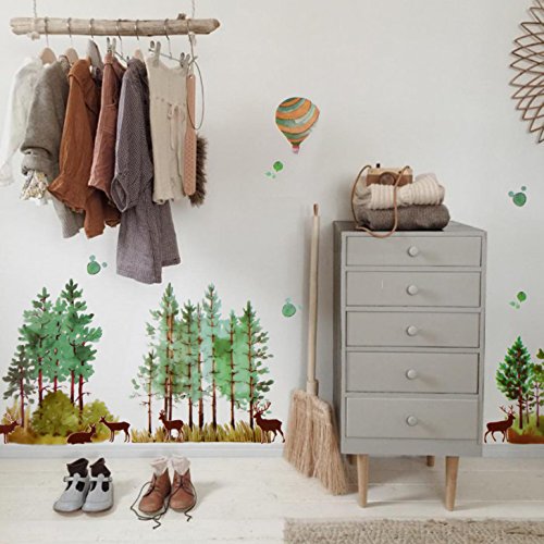 nacnic Vinilo Decorativo Acuarela de Bosque para Habitaciones Infantiles - Lámina Rebajas de fábrica