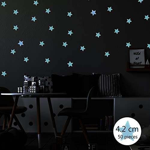 nacnic Pegatinas de Pared 3D Estrellas Brillantes Azules Fluorescentes para Habitación de Niño y Niña Envío gratis