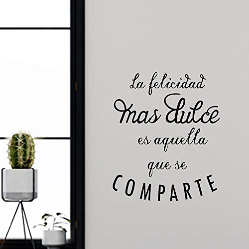nacnic Pegatina de Pared Vinilo Decorativo en Español - La Felicidad Más Dulce es Aquella que se Comparte - Láminas Oficina y Tiendas ÚLTIMAS EDICIONES