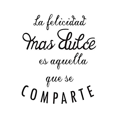 nacnic Pegatina de Pared Vinilo Decorativo en Español - La Felicidad Más Dulce es Aquella que se Comparte - Láminas Oficina y Tiendas ÚLTIMAS EDICIONES