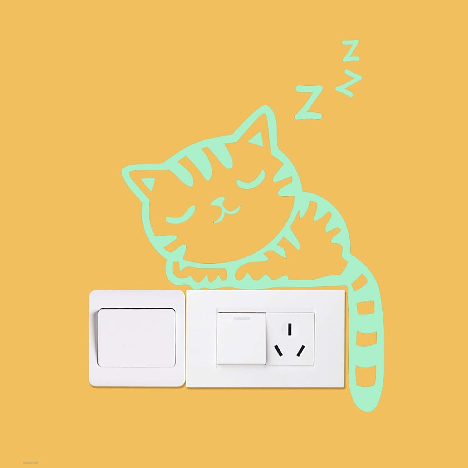 nacnic Vinilo decorativo fluorescente de Gato Durmiendo para enchufe o interruptor Precio de fábrica