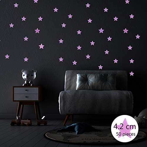 nacnic Pegatinas de Pared Estrellas 3D Rosa Fluorescentes - Laminas para Niño y Niña Liquidación
