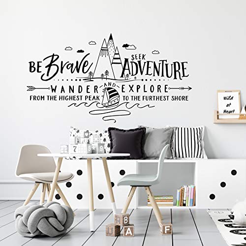 nacnic Pegatina de pared estilo nórdico con frase inspiradora y diseño geométrico - Lámina Aventuras Salvajes Ofertas especiales