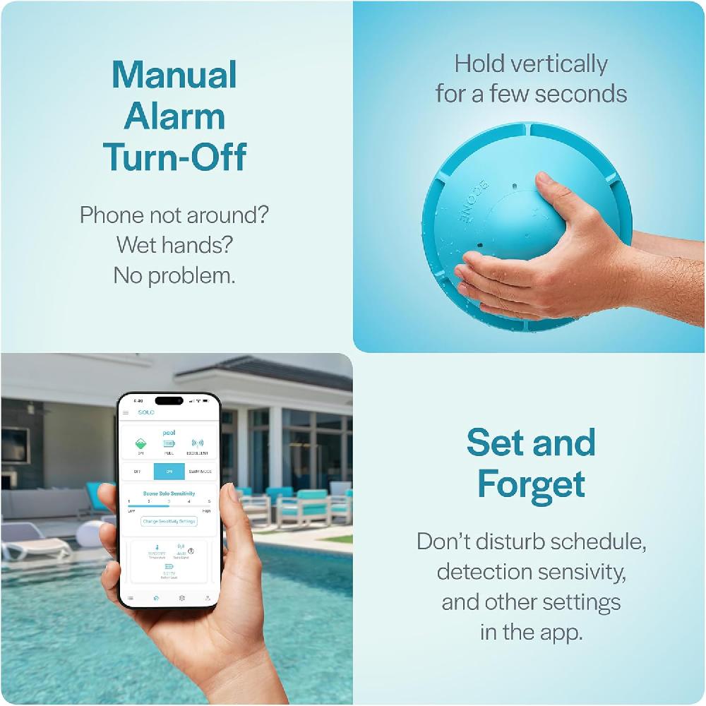 nacnic Alarma inteligente para piscina con aplicación Bluetooth para piscinas sobre el suelo y en el suelo sirena fuerte de 110 dB IP68 impermeable instalación en segundos Outlet