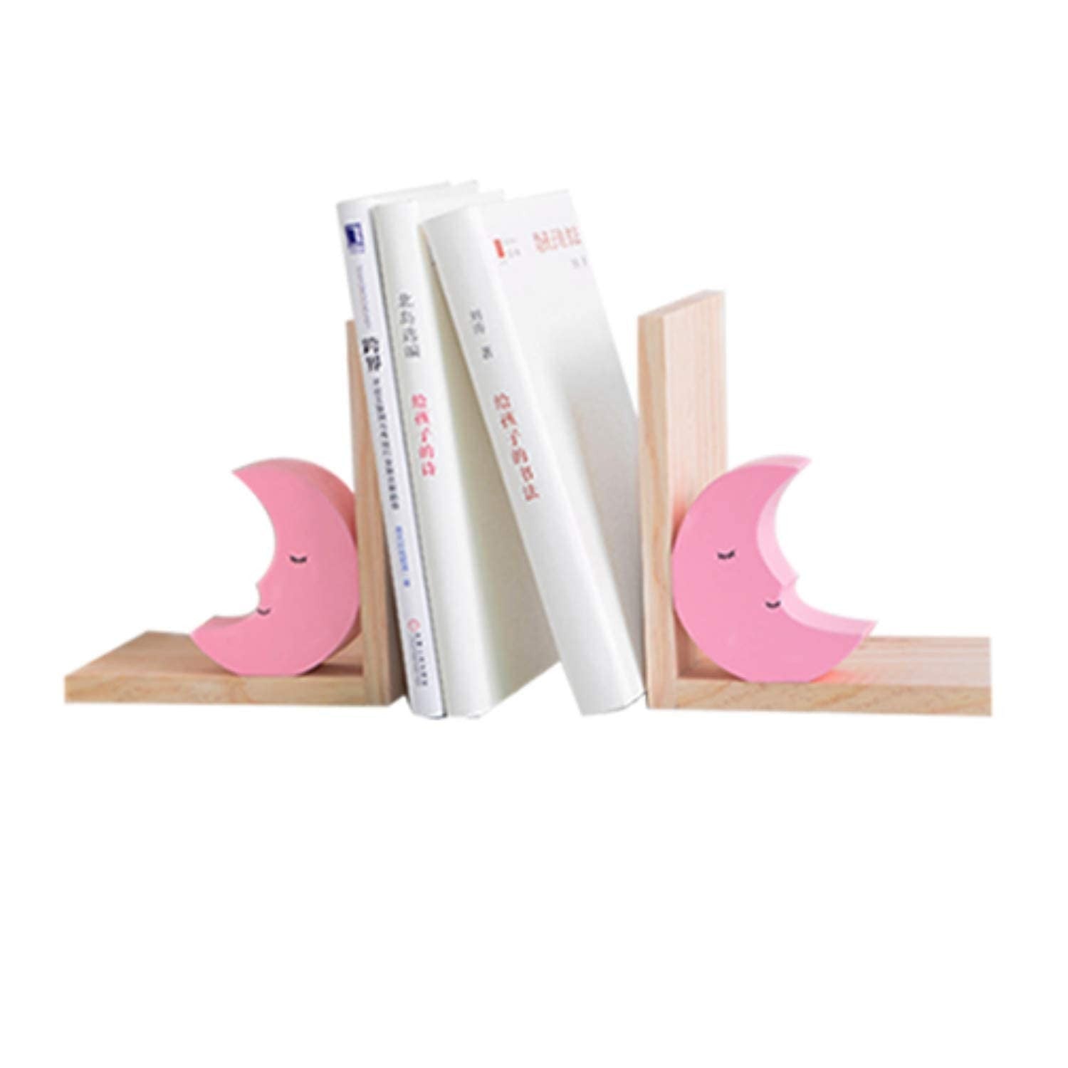 nacnic Juego de Dos Sujetalibros de Madera con Diseño de Luna Rosa para Niños Descuento