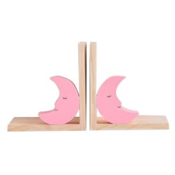 nacnic Juego de Dos Sujetalibros de Madera con Diseño de Luna Rosa para Niños Descuento